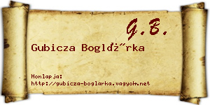 Gubicza Boglárka névjegykártya